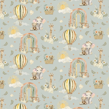 Mini Menagerie - P & B Textiles - 6117LT - Wild Animal All Over